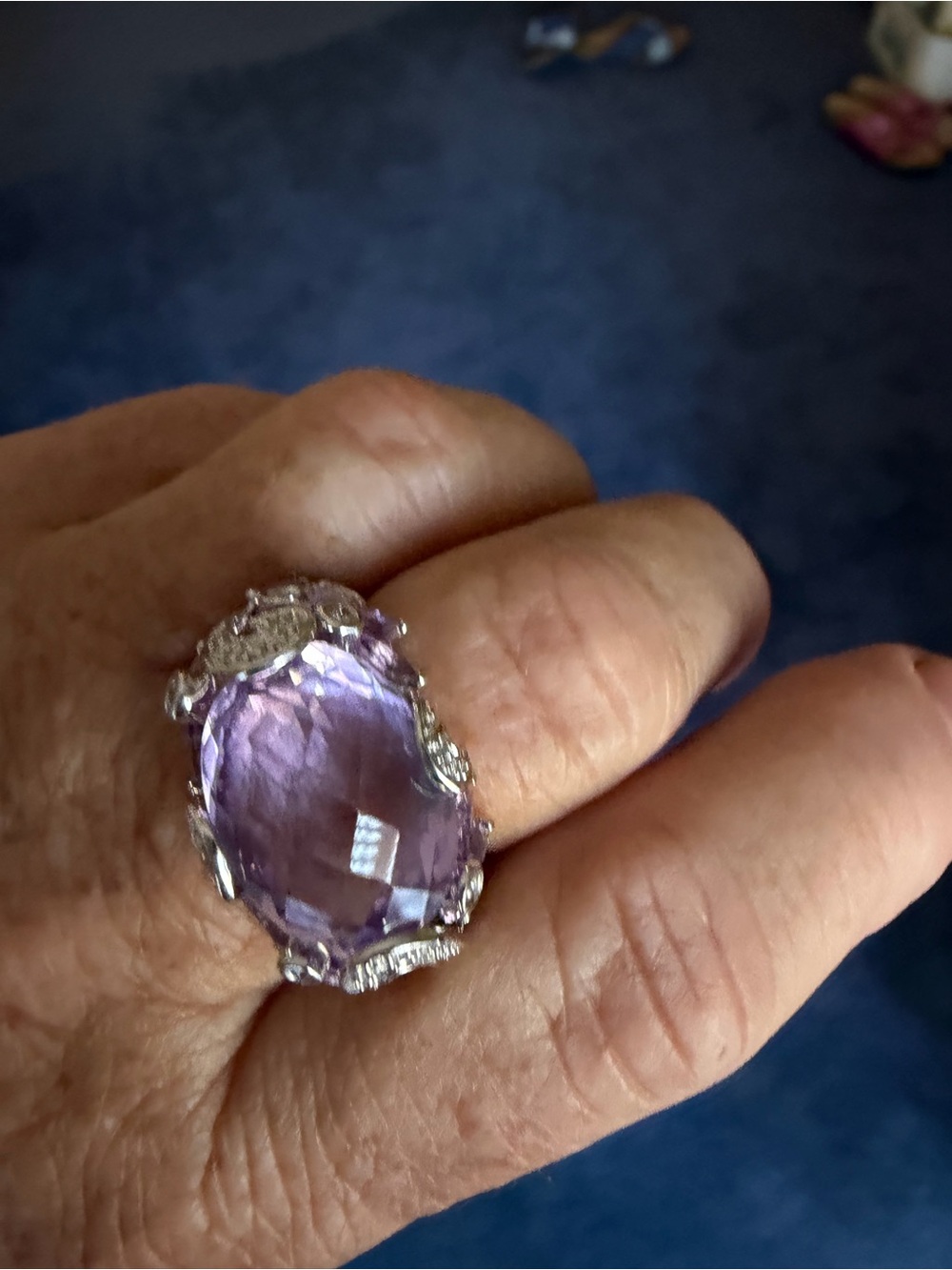 14K WG Rose de France Amethyst Ring - Picture 4 of 7